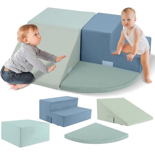 CAPAKIDS Large 4 Pcs Climbing Toys for Toddlers 1-3, Classic | Indoor Use, Odorless & Skin-friendly, Foam Climbing Blocks, Velcro to Keep Together