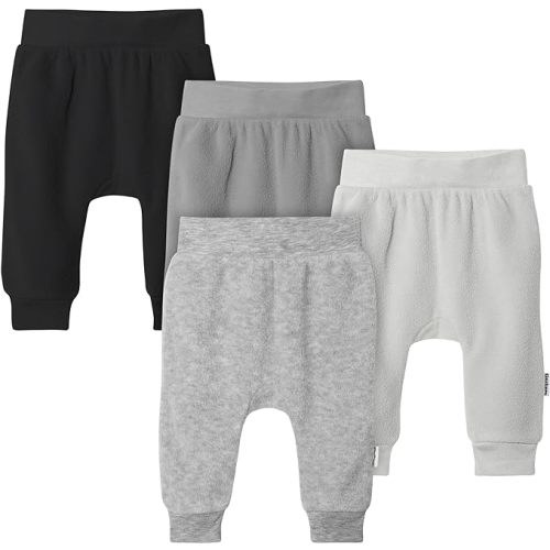 Gerber Unisex Baby 4-Pack Microfleece Pants - 0-3 Months - Grey