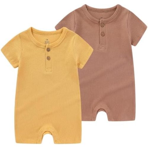 Baby Bodysuits Solid Romper One-Piece Newborn Clothes 2 Pack Baby Shower Gifts