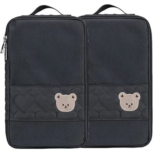 Baby Diaper Bag Organizer Pouches - 2 Pack Waterproof Pod Hanging Diaper Bag Cute Bear Mesh Bag Reusable, Washable or Baby Cloth Diapers (Black)