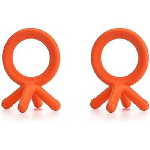 Comotomo Silicone Baby Teether, Orange (Pack of 2)