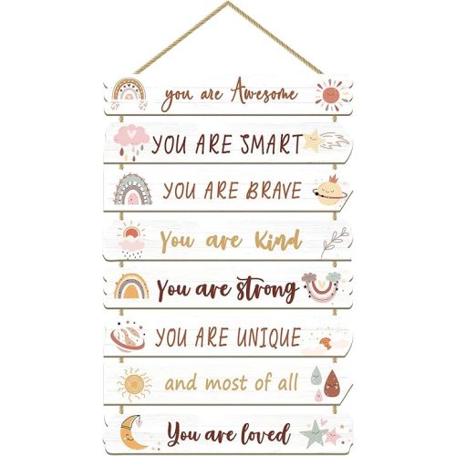 Girls Room Decor Wall Hanging Boho rainbow Room Decor for Girls Bedroom Inspirational Wall Art Rainbow Little Girl Toddler Room Wood Sign Nursery Room Decor (boho)