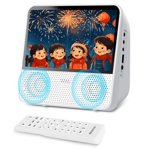 Portable CD DVD Player with 4000mAh Rechargeable Battery, Home CD/DVD Player with Screen Built-in Dual Speakers, Support Bluetooth/AUX/AV/USB/Remote Control