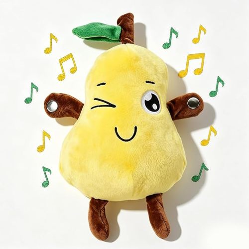Soft Plush Musical Sensory Toy, Interactive Plush Toy with Sounds, Skin Touch Activated Sound Doll, Dual Mode Educational Toy, Fruit Style Gift for Baby Kids Boys Girls All Ages(Yellow Pear)