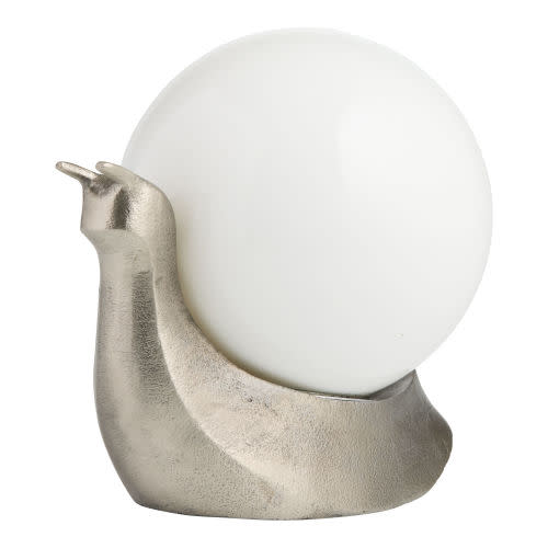 Gunmetal Snail and Opal Glass Globe Figural Table Lamp - World Market