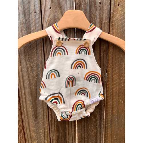 Rainbow romper , natural romper, gender neutral baby , earth colour baby romper, Baby romper , unique baby romper , newborn baby outfit