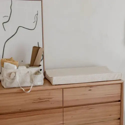 Henlee Nappy Storage Caddy Fawn Stripe | Baby Bunting AU