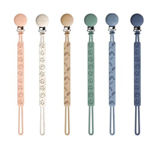 Cuddle Campus Pacifier Clip,Pack of 6 Pacifier Holder Clip with One Piece Design,Soft Flexible Silicone Baby Pacifier Holder with Texture for Boy and Girl