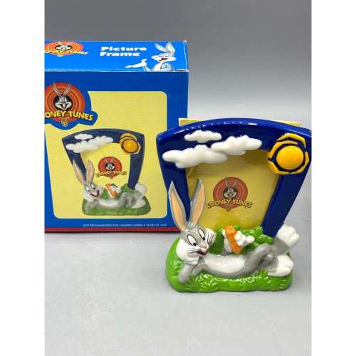 Vintage 1997 Looney Tunes Bugs Bunny Ceramic Picture Frame Warner Bros with Box