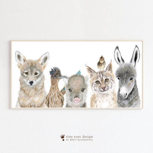 Southwest Animals Print, Panoramic Nursery Art, Desert Baby Room Decor, Animal Watercolor Wall Art, Southwest Nursery Decor, PAPER + CANVAS