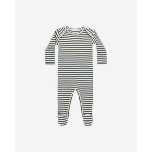 Ribbed Footie || Indigo Stripe