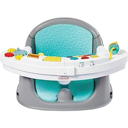 Infantino Music & Lights 3-in-1 Discovery Seat and Booster - Convertible Booster, Infant Activity Seat and Feeding Seat with Electronic Piano for Sensory Exploration, for Babies and Toddlers, Teal