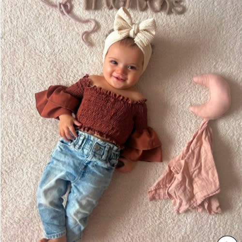 DARCY SMOCKED BELL SLEEVE TOP - DUSTY COCO