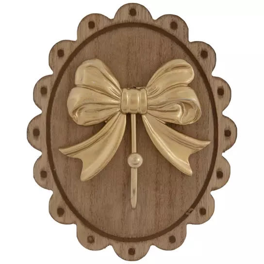 Gold Bow Wood Wall Hook
