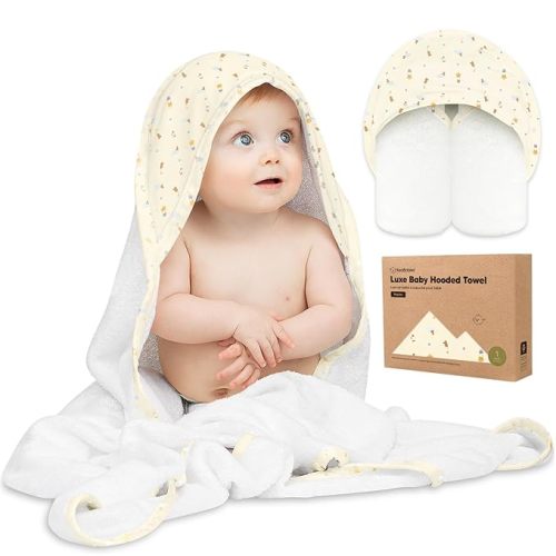 KeaBabies Hooded Baby Towel for Newborn - Viscose Derived from Bamboo Large Baby Bath Towels with Hood for Boys, Girls, Toddler, Extra Absorbent & Soft Newborn Bath Essentials (Dreamers)