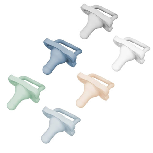 Dr. Brown's HappyPaci 100% Silicone, Newborn Baby Pacifiers 0-6 Months, BPA Free, White, Blue, Light Blue, Cool Gray, Green, and Ecru, 6 Pack