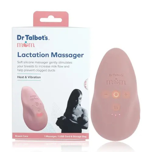 Dr Talbot's Mom Lactation Massager - Adjustable Heat and Vibration Modes - Includes Storage Bag and USB Cord - Breastfeeding Essentials