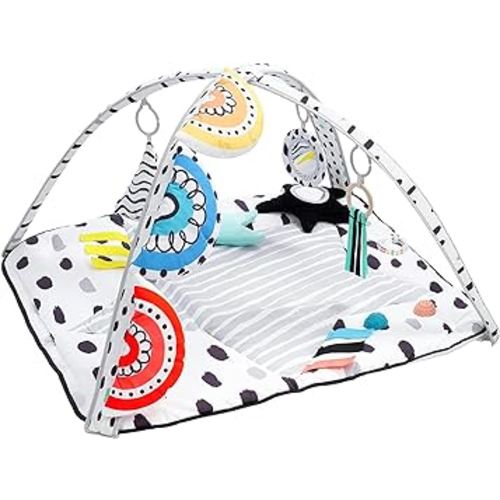 LADIDA Stage Based Play Gym for Multi Sensory Sight Touch & Hearing Development, Activity Gym with Large 33'' Play Mat Designed for Newborns to Toddler with Tummy Time Pillow, Infant Mirror, STEM Toys