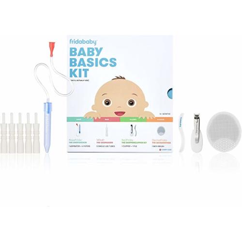 Baby Basics Kit by FridaBaby |Includes NoseFrida, NailFrida, Windi, DermaFrida + Silicone Carry Case