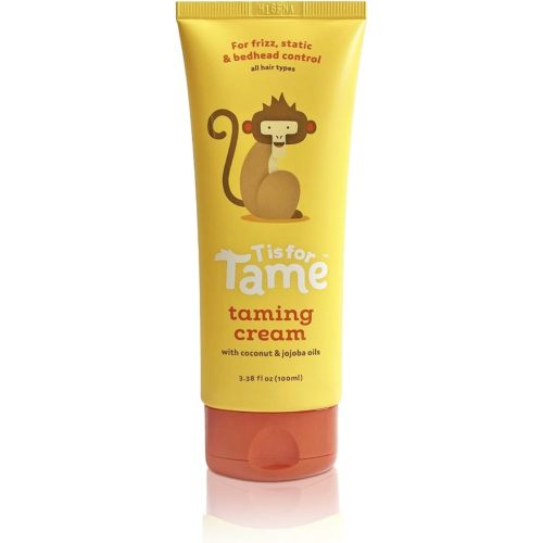 T is for Tame - Hair Taming Cream for Kids, All-Natural for Frizz & Flyaways, Coconut Oil & Jojoba Leave in Cream, Safe for Babies & Toddlers, Not Sticky, Straight or Curly Hair