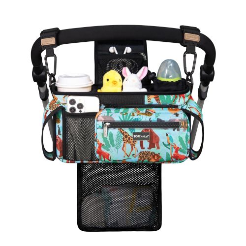 TOPDesign Universal Baby Stroller Organizer, Stroller Caddy with Detachable Mesh Bag & Heightened Insulated Cup Holders & Non-Slip Secure Hooks Accessories, Fits Most Strollers (Tropical Rainforest) for sale | North Las Vegas, NV | Nellis Auction