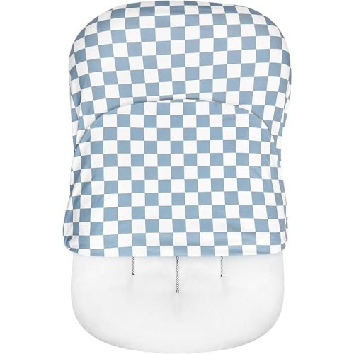 DILIMI Baby Lounger Cover for Boys and Girls, Removable Cover Ultra Soft Comfortable Lounger Slipcover, Blue Checkerboard (Lounger not Included)