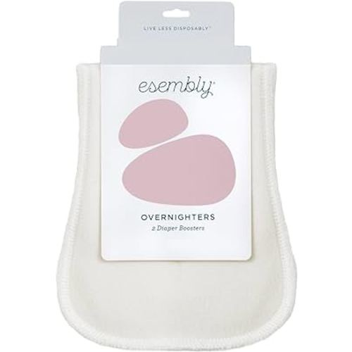 Esembly Overnighters, Cloth Diaper Doubler, Absorbency Booster, Reusable Organic Cotton Diaper Stay-Dry Liner for Nighttime or Heavy Wetters, Super Thirsty Cloth Diaper Insert, One Size, Pack of 2