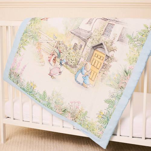Peter Rabbit™ by Childrensalon - Blue Padded Linen & Cotton Blanket (95cm) | Childrensalon