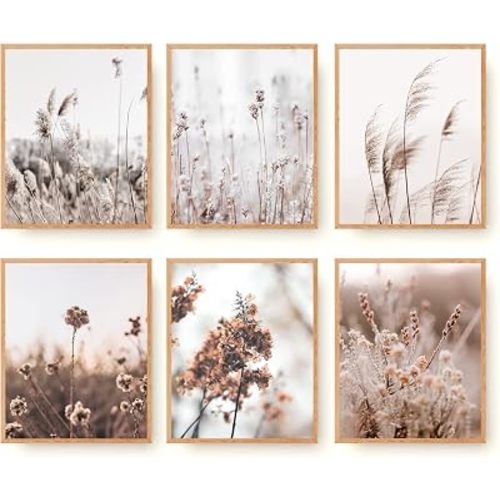 Botanical Nature Wall Art Prints Set of 6 Canvas Art Modern Posters Floral Plant Neutral Dried Flower Pampas Grass Wildflowers Photos for Living Room Kitchen Farmhouse Decor (8"x10" UNFRAMED)