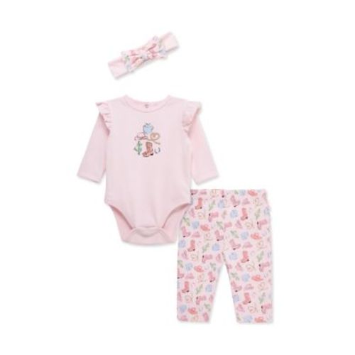 Baby Girls Western Bodysuit Pant Set with Headband