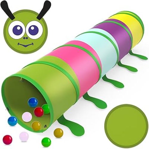Kids Play Tunnel for Toddlers 1-3 Caterpillar Pop Up Baby Tunnel for Kids to Crawl Through 6 Foot with Breathable Mesh Collapsible Toddler Tunnel Toys Gift for Children Dog Kids Backyard Playset