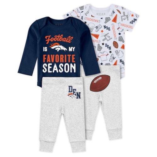 Denver Broncos WEAR by Erin Andrews Newborn & Infant Three-Piece Turn Me Around Bodysuits & Pant Set