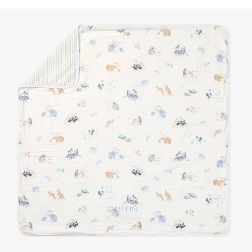 Avery Animals Oversized Muslin Baby Blanket