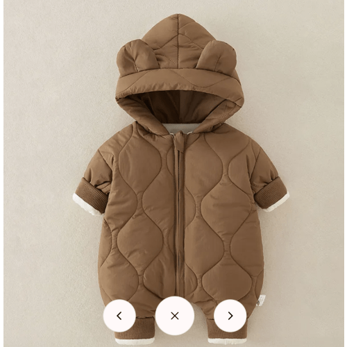 Baby Bear Hooded Quilted Romper