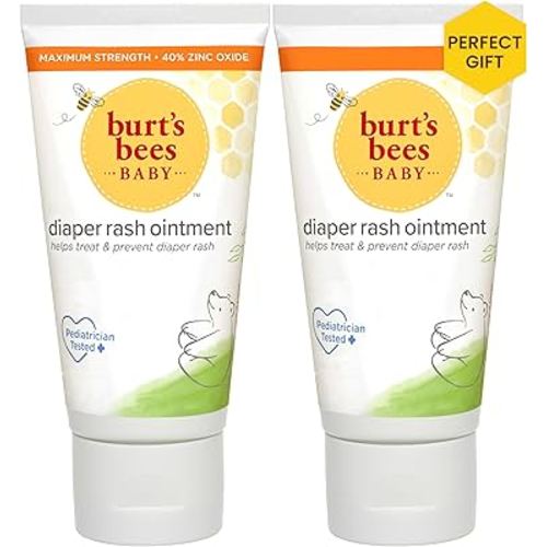 Burt's Bees Baby Diaper Rash Cream, 40% Zinc Oxide Calms & Soothes Skin for Fast Relief, Eczema Safe Balm, 100% Natural Origin Plant Based Formula, Pediatrician Tested, Travel Size, 6 oz (3 oz 2-Pack)