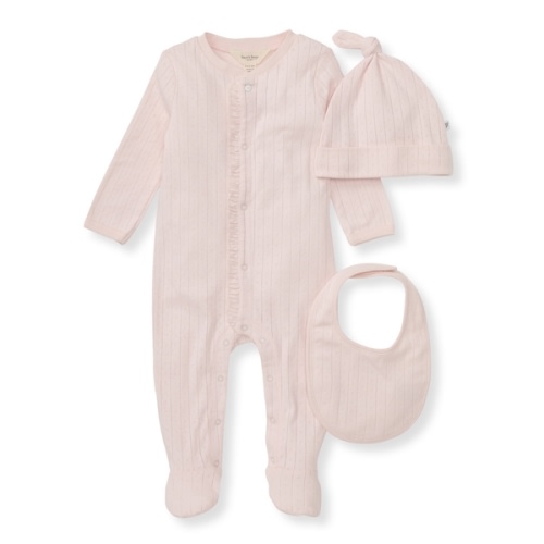Organic Cotton Jumpsuit, Bib and Hat 3 Piece Set Limestone