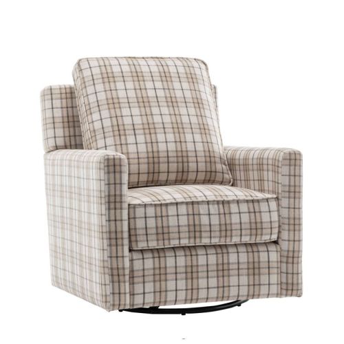 Wovenbyrd Swivel Glider Club Chair Light Brown/gray: Upholstered Polyester, No Assembly Required