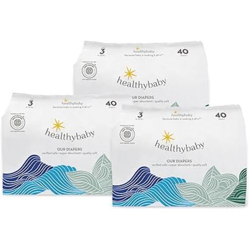 Our Diapers | EWG Verified Safe & Plant-Based Diapers | Leak Protection | Soft Organic Cotton Shell | Chlorine-Free Diaper for Sensitive Skin | Size 3 (16-28 lbs) 120 Count