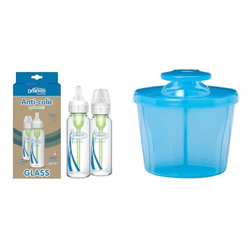 Dr. Brown's Natural Flow Anti-Colic Options+ Narrow Glass Baby Bottle 4 oz/120 mL, with Level 1 Slow Flow Nipple, 4 Pack, 0m+