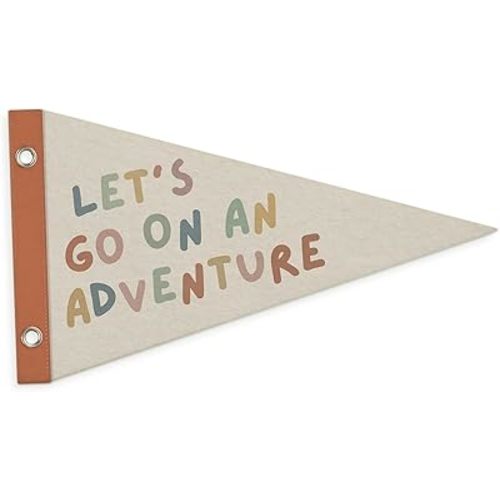 Playroom Decor Pennant Banners Flags,Boy Nursery Decor,Boho Baby Boy Nursery Decor,Let's Go On an Adventure Felt Banner,Gift for Nursery Baby Kids Bedroom Playroom