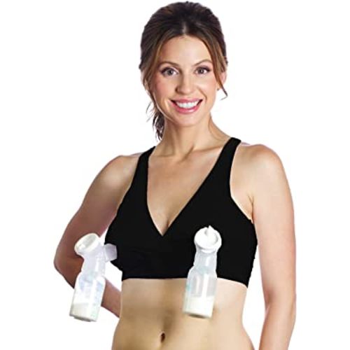Rumina Racerback Hands Free Pump&Nurse Nursing Bra for Pumping. Perfect for Breastfeeding Pumps by Spectra, Medela, Lansinoh, etc, Black L
