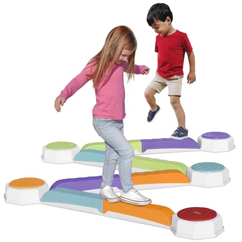 Acorn Avenue Balance Beam and Toddler Stepping Stones 13 Pieces, Non-Slip Plastic Balance Stackable Stepping Stones, Sensory Toys for Toddlers, Indoor or Outdoor Play, Easy Storage