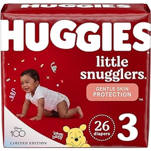 Huggies Little Snugglers Baby Diapers, Size 3 (16-28 lb.), 26 Ct, Jumbo Pack (Packaging May Vary)