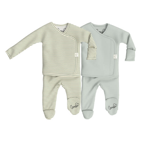 Baby Bundle Footie - Mint Twist + Avocado Twin Pack | Bonsie