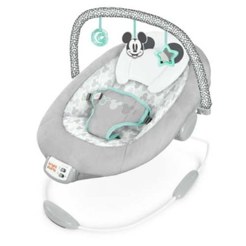 Bright Starts Mickey Mouse Baby Bouncer in Cloudscapes, 0-6 Months, Grey