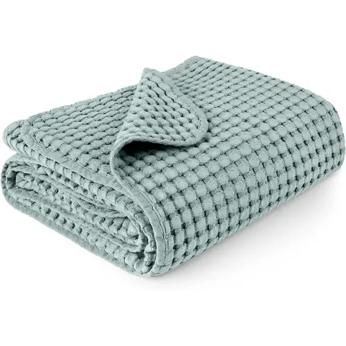 Konssy Waffle Baby Blanket - Soft & Cozy Nursery Swaddle Blanket, Lightweight Toddler Throw for Boys & Girls, Ideal for Wrapping(Light Green)