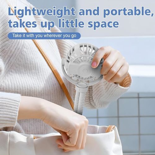 Mini Portable Baby Stroller Fan,3 Speed Personal Handheld Fan,Battery Operated Rechargeable 360° Flexible Tripod Cooling Fan, Suitable for Car Seat Crib Treadmill Golf Cart Travel(White)