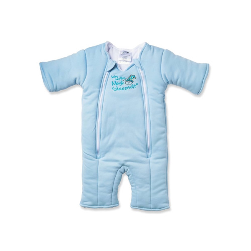 Baby Merlin's Magic Sleepsuit - Cotton Baby Swaddle Transition Product - Soft and Breathable Design, Double Zipper for Easy Diaper Changes, Promotes Safe Sleep - Blue - Large 18-21lbs