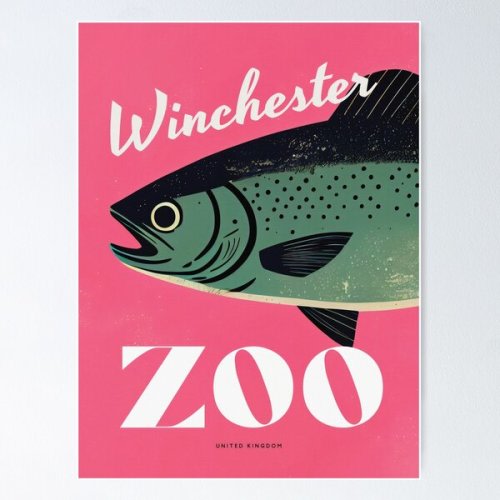 Winchester Zoo Retro Poster Art Print Salmon Fish Poster