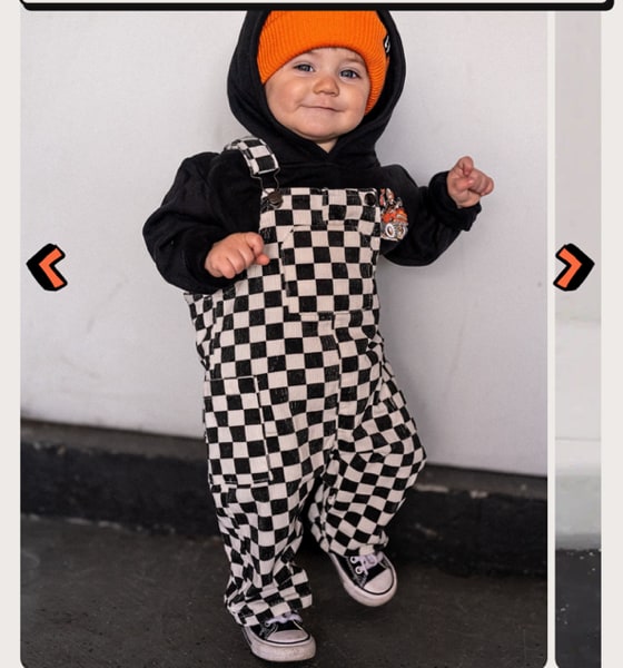 Classic Checkered Overalls - Black | Little Trouble